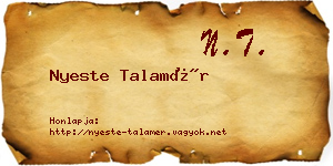 Nyeste Talamér névjegykártya